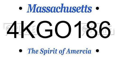 4KGO186 Massachusetts License Plate