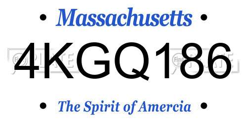 4KGQ186 Massachusetts License Plate