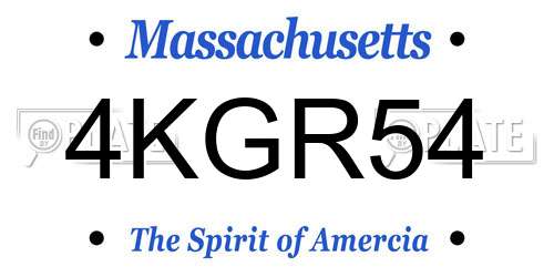 4KGR54 Massachusetts License Plate