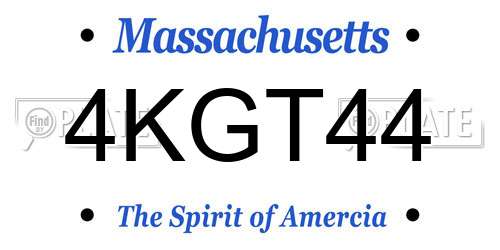 4KGT44 Massachusetts License Plate