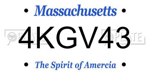 4KGV43 Massachusetts License Plate