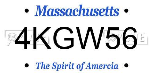 4KGW56 Massachusetts License Plate