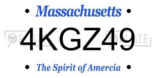 4KGZ49 Massachusetts License Plate