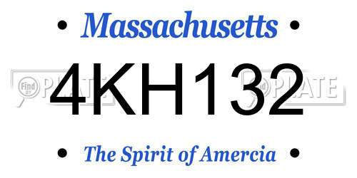 4KH132 Massachusetts License Plate