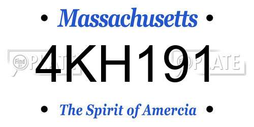 4KH191 Massachusetts License Plate