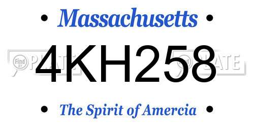 4KH258 Massachusetts License Plate