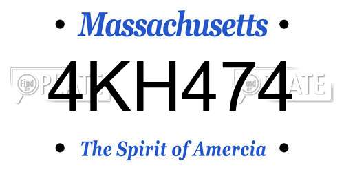 4KH474 Massachusetts License Plate