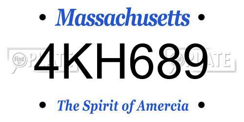 4KH689 Massachusetts License Plate