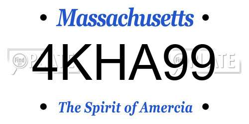 4KHA99 Massachusetts License Plate
