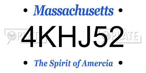 4KHJ52 Massachusetts License Plate