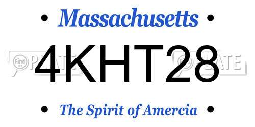 4KHT28 Massachusetts License Plate