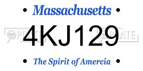 4KJ129 Massachusetts License Plate