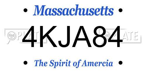 4KJA84 Massachusetts License Plate