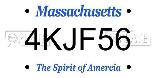 4KJF56 Massachusetts License Plate