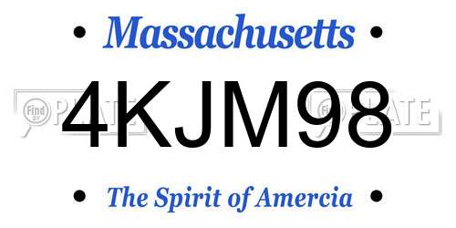 4KJM98 Massachusetts License Plate