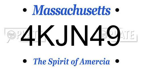 4KJN49 Massachusetts License Plate