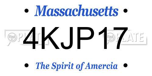 4KJP17 Massachusetts License Plate