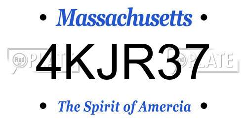 4KJR37 Massachusetts License Plate
