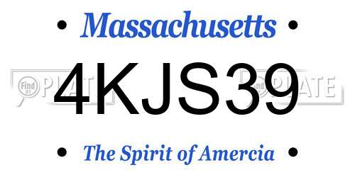 4KJS39 Massachusetts License Plate