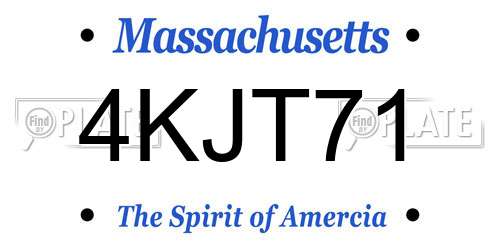 4KJT71 Massachusetts License Plate