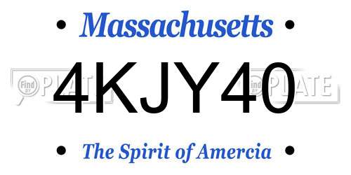 4KJY40 Massachusetts License Plate