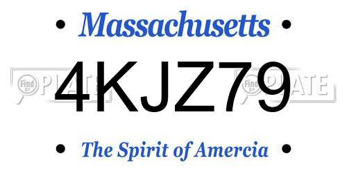 4KJZ79 Massachusetts License Plate