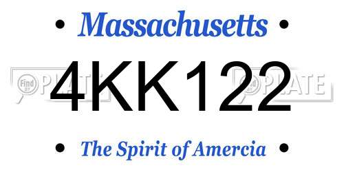 4KK122 Massachusetts License Plate