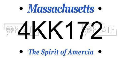 4KK172 Massachusetts License Plate