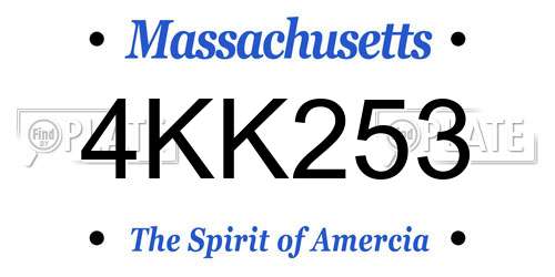 4KK253 Massachusetts License Plate