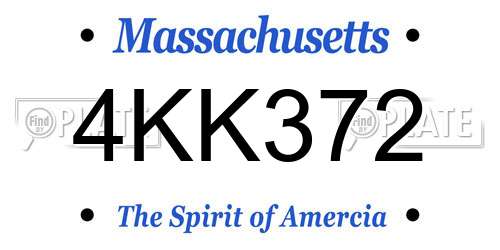 4KK372 Massachusetts License Plate