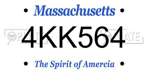 4KK564 Massachusetts License Plate
