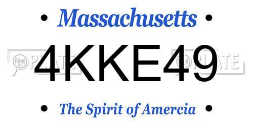 4KKE49 Massachusetts License Plate