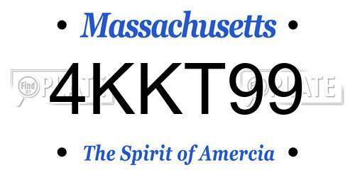 4KKT99 Massachusetts License Plate
