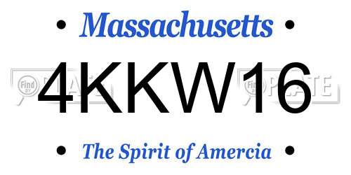 4KKW16 Massachusetts License Plate