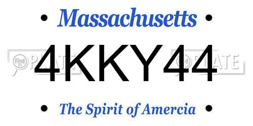 4KKY44 Massachusetts License Plate