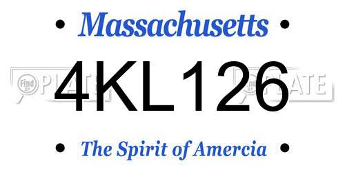 4KL126 Massachusetts License Plate
