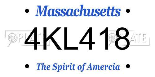 4KL418 Massachusetts License Plate
