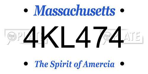 4KL474 Massachusetts License Plate