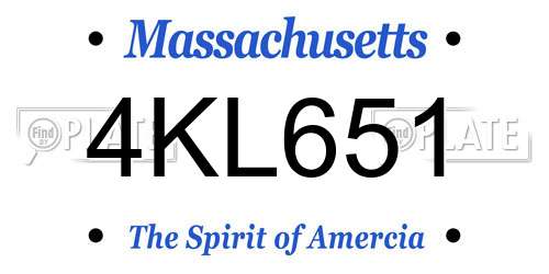 4KL651 Massachusetts License Plate