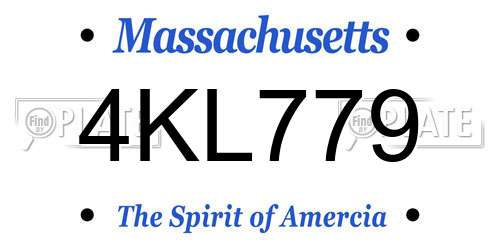 4KL779 Massachusetts License Plate