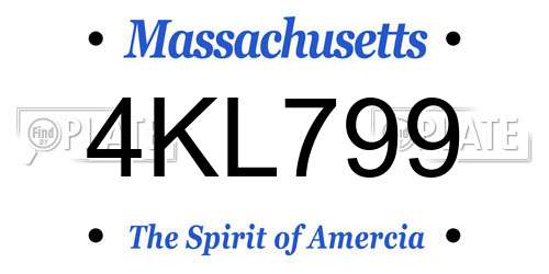 4KL799 Massachusetts License Plate