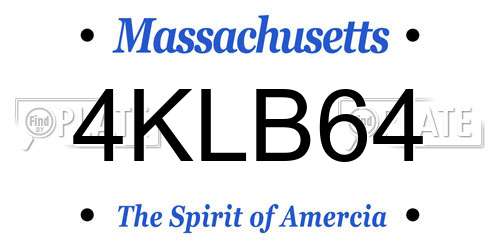 4KLB64 Massachusetts License Plate