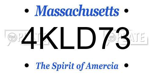 4KLD73 Massachusetts License Plate