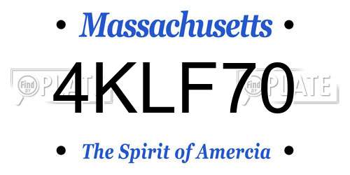 4KLF70 Massachusetts License Plate