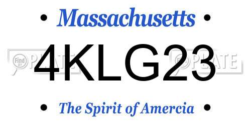 4KLG23 Massachusetts License Plate