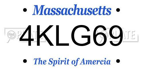 4KLG69 Massachusetts License Plate