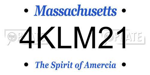 4KLM21 Massachusetts License Plate