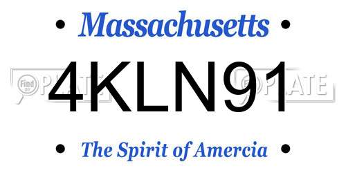 4KLN91 Massachusetts License Plate