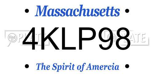 4KLP98 Massachusetts License Plate