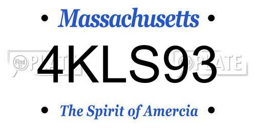 4KLS93 Massachusetts License Plate